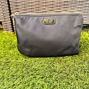 Kate Spade New York Black Nylon Cosmetic Pouch Bag Gold Zipper